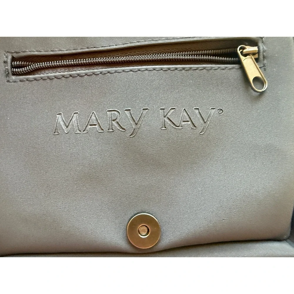 Mary Kay Cosmetic Bag Women Small Black Mirror Magnetic Flap Travel Organizer